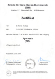 Zertifikat Ayurveda Dr. Martin Hoßfeld